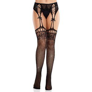 Amelie Rhinestone Garter Belt Tights